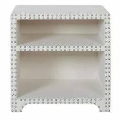 Brand new ๐งจ Jason Antique White Nailhead Side Table Night Stand by Jennifer Taylor ๐ฏ