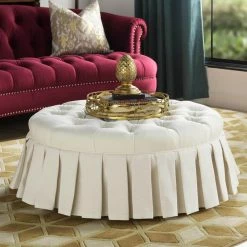 Top 10 🎉 Luciana Antique White Tufted Footstool Cocktail Ottoman with 👗 Skirt by Jennifer Taylor ⭐