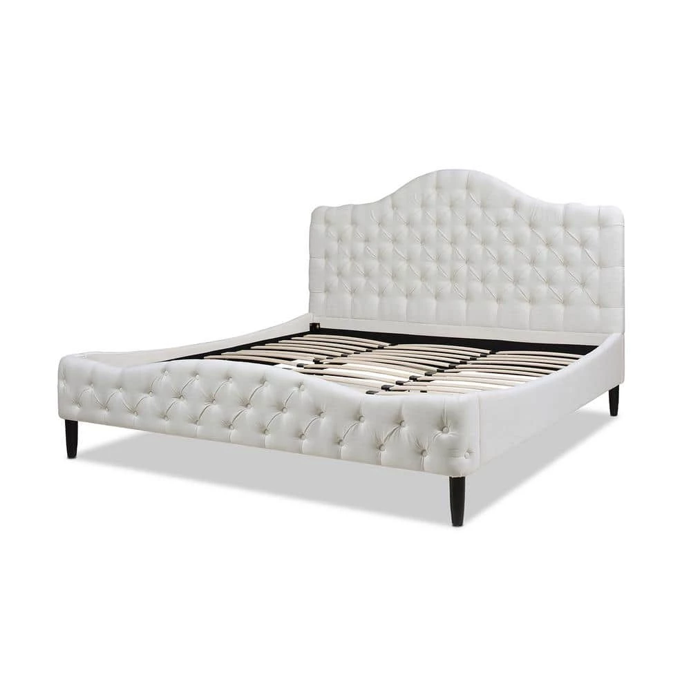 Promo 👏 Bridget Antique White Yarn Dyed King Tufted Platform Bed Set by Jennifer Taylor 🤩 - Image 4