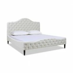 Promo 👏 Bridget Antique White Yarn Dyed King Tufted Platform Bed Set by Jennifer Taylor 🤩