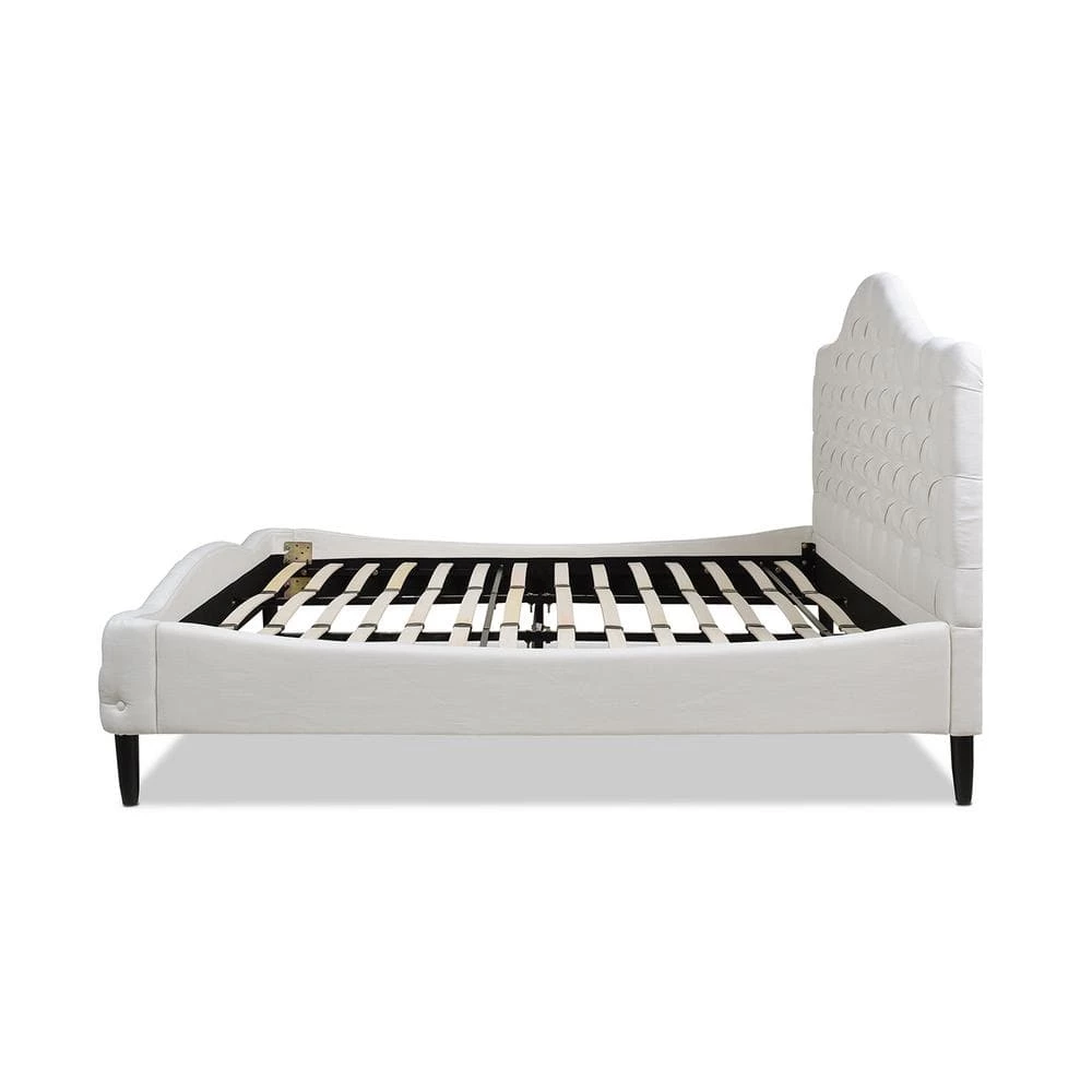 Promo 👏 Bridget Antique White Yarn Dyed King Tufted Platform Bed Set by Jennifer Taylor 🤩 - Image 2