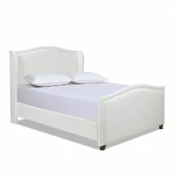 Best Pirce 🎉 Clara Antique White Polyester Frame Queen Platform Bed with Wingback Arm by Jennifer Taylor 🎉