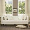 Coupon ⌛ Stanbury 82.5 in. Antique White Linen 3-Seater Tuxedo Sofa with Nailheads by Jennifer Taylor 🔥