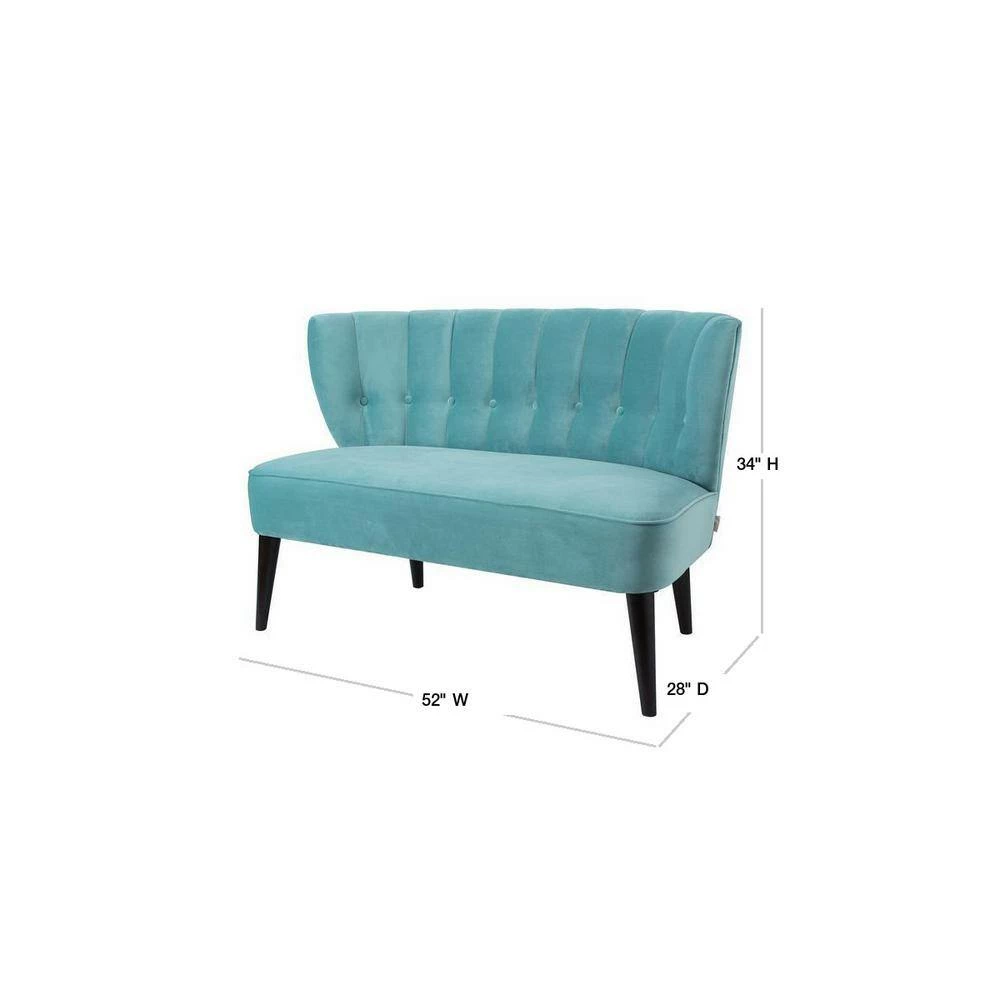 Cheapest ❤️ Becca 52 in. Arctic Blue Channel Button Tufted Velvet 2-Seater Armless Settee with Wood Legs by Jennifer Taylor 😀 - Image 3