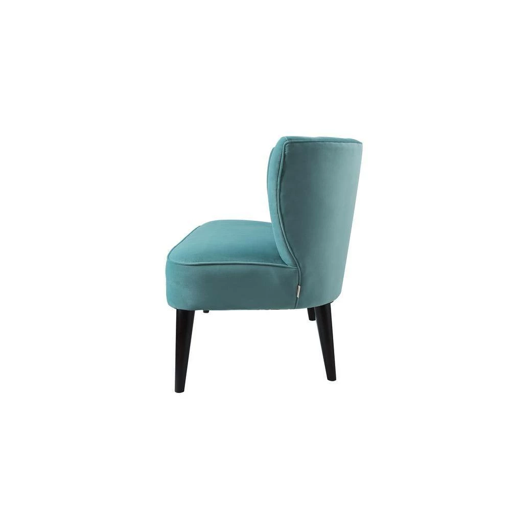 Cheapest ❤️ Becca 52 in. Arctic Blue Channel Button Tufted Velvet 2-Seater Armless Settee with Wood Legs by Jennifer Taylor 😀 - Image 4