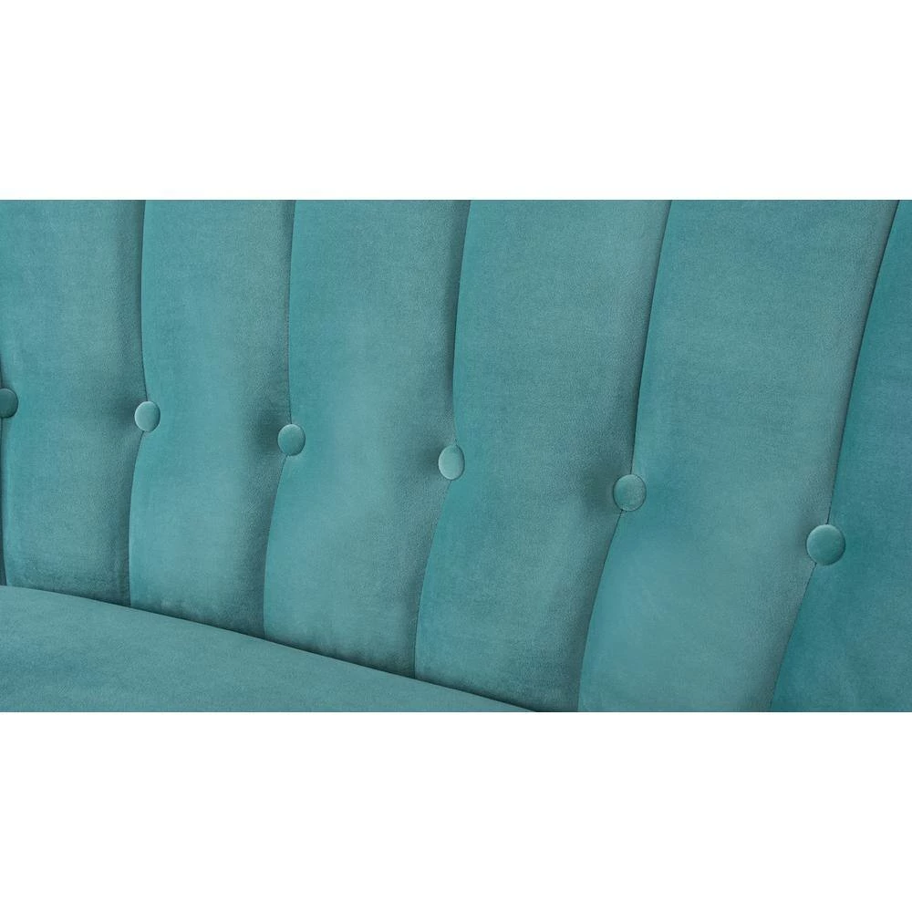 Cheapest ❤️ Becca 52 in. Arctic Blue Channel Button Tufted Velvet 2-Seater Armless Settee with Wood Legs by Jennifer Taylor 😀 - Image 7