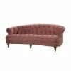 Hot Sale 😍 La Rosa 84 in. W Round Arm Velvet Victorian Chesterfield Curved Tufted Sofa, Ash Rose Pink Velvet by Jennifer Taylor ⌛