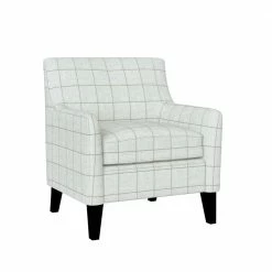 New 🔥 Falzarano Barley Tan Check Woven Linen Farmhouse Fabric Flared Arm Chair by Handy Living 🔔