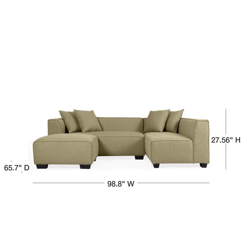 Discount 🔔 Phoenix 3-Piece Barley Tan Linen 4-Seater L-Shaped Right-Facing Sectional Sofa with Ottoman by Handy Living ⌛ - Image 3