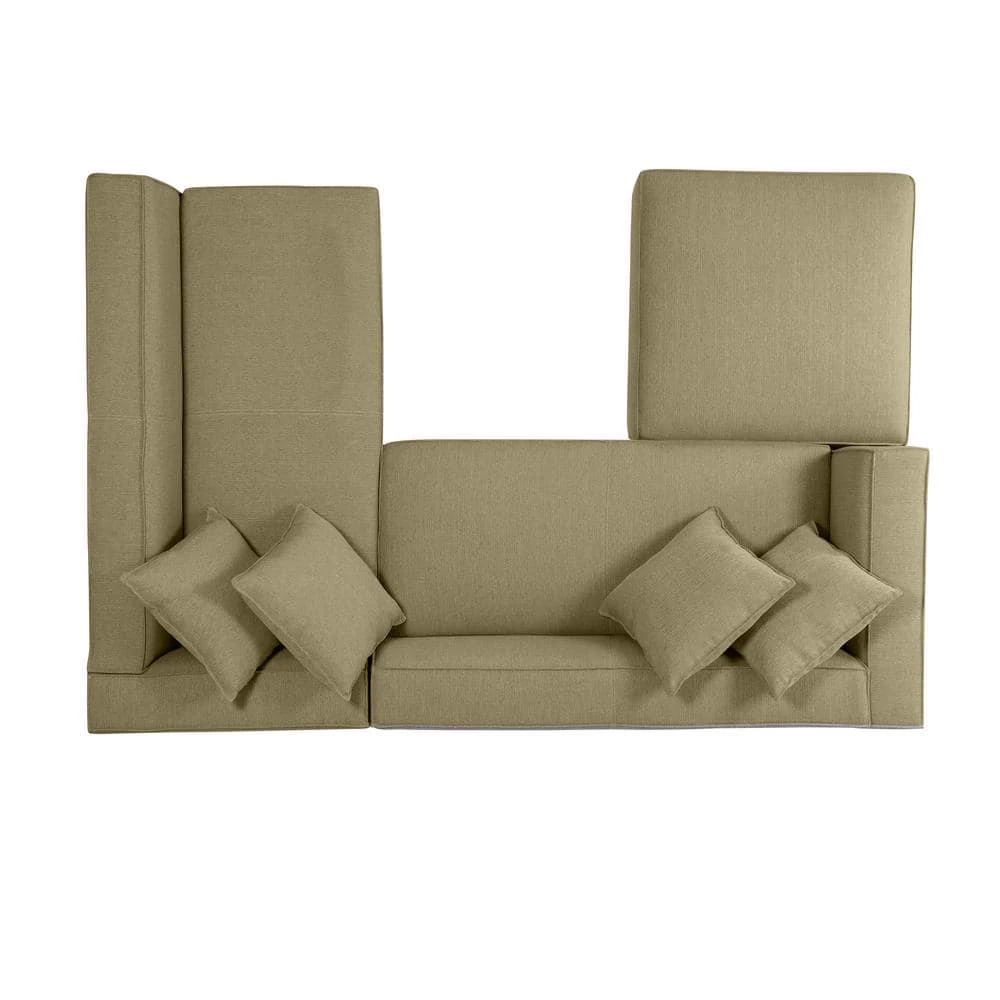 Discount 🔔 Phoenix 3-Piece Barley Tan Linen 4-Seater L-Shaped Right-Facing Sectional Sofa with Ottoman by Handy Living ⌛ - Image 4