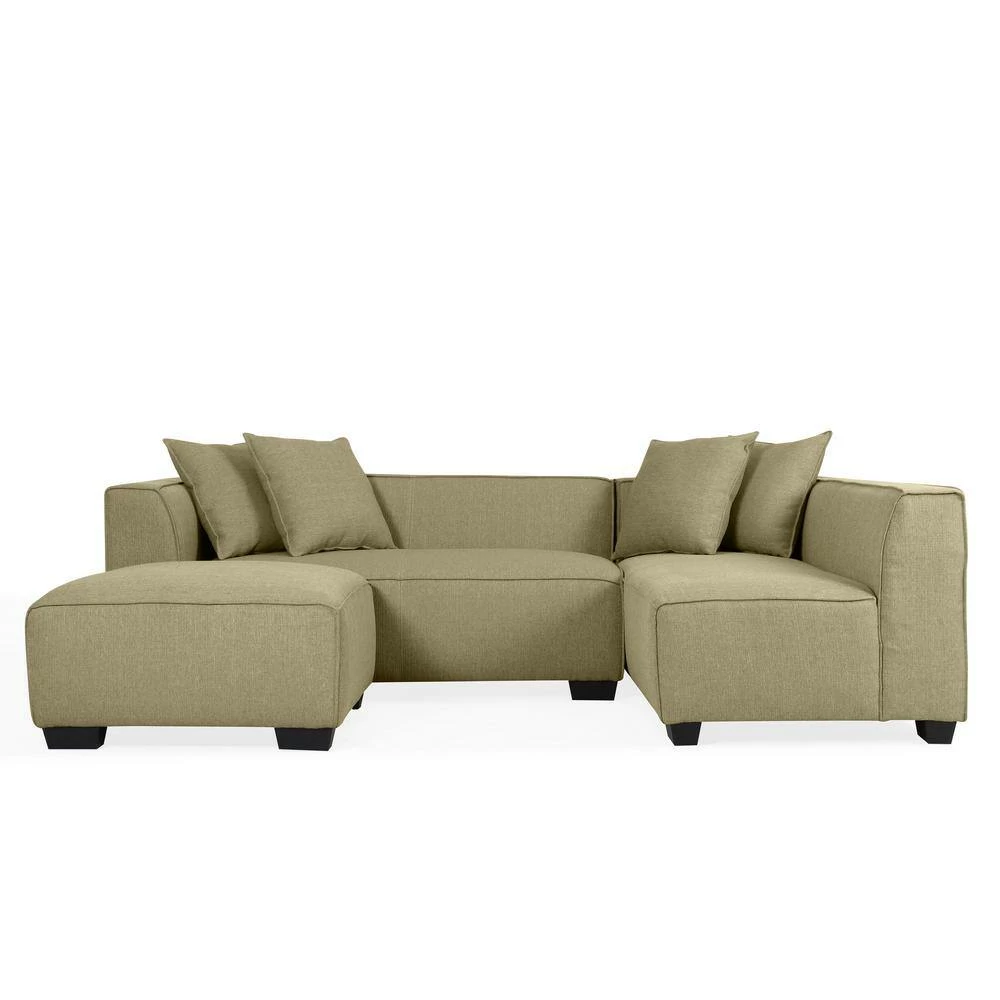 Discount 🔔 Phoenix 3-Piece Barley Tan Linen 4-Seater L-Shaped Right-Facing Sectional Sofa with Ottoman by Handy Living ⌛ - Image 8