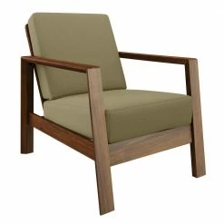 Cheapest 🎁 Behnken Barley Tan Linen-Like Fabric Mid-Century Modern Arm Chair with Cherry Finished Wood Frame by Handy Living 🧨