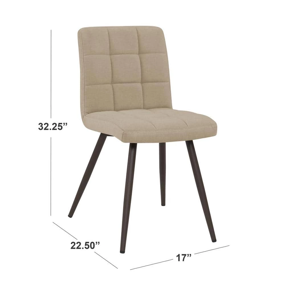 Flash Sale ๐งจ Oskar Barley Tan Low-pile Velour Fabric Armless Upholstered Dining Side Chairs (Set of 4) by Handy Living โจ - Image 6