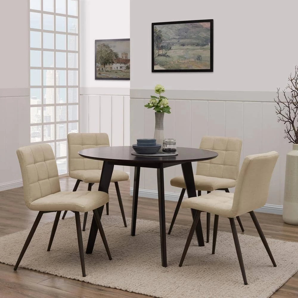 Flash Sale ๐งจ Oskar Barley Tan Low-pile Velour Fabric Armless Upholstered Dining Side Chairs (Set of 4) by Handy Living โจ - Image 9