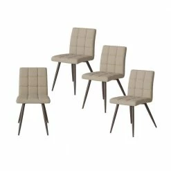 Flash Sale 🧨 Oskar Barley Tan Low-pile Velour Fabric Armless Upholstered Dining Side Chairs (Set of 4) by Handy Living ✨