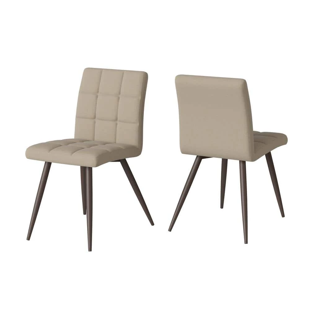 Flash Sale ๐งจ Oskar Barley Tan Low-pile Velour Fabric Armless Upholstered Dining Side Chairs (Set of 4) by Handy Living โจ - Image 3