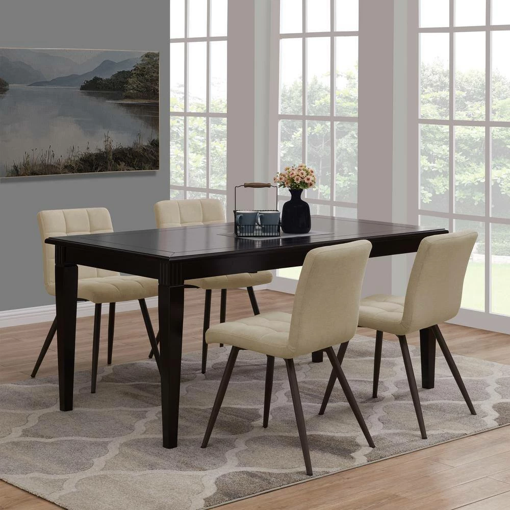 Flash Sale ๐งจ Oskar Barley Tan Low-pile Velour Fabric Armless Upholstered Dining Side Chairs (Set of 4) by Handy Living โจ - Image 4