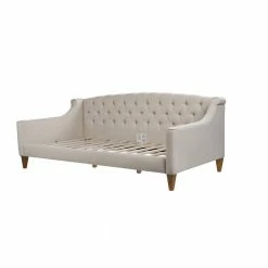 Budget 🌟 Lucy 84 in. Beige Linen 2-Seater Twin Sleeper Sofa Bed with Tapered Legs by Jennifer Taylor ⭐