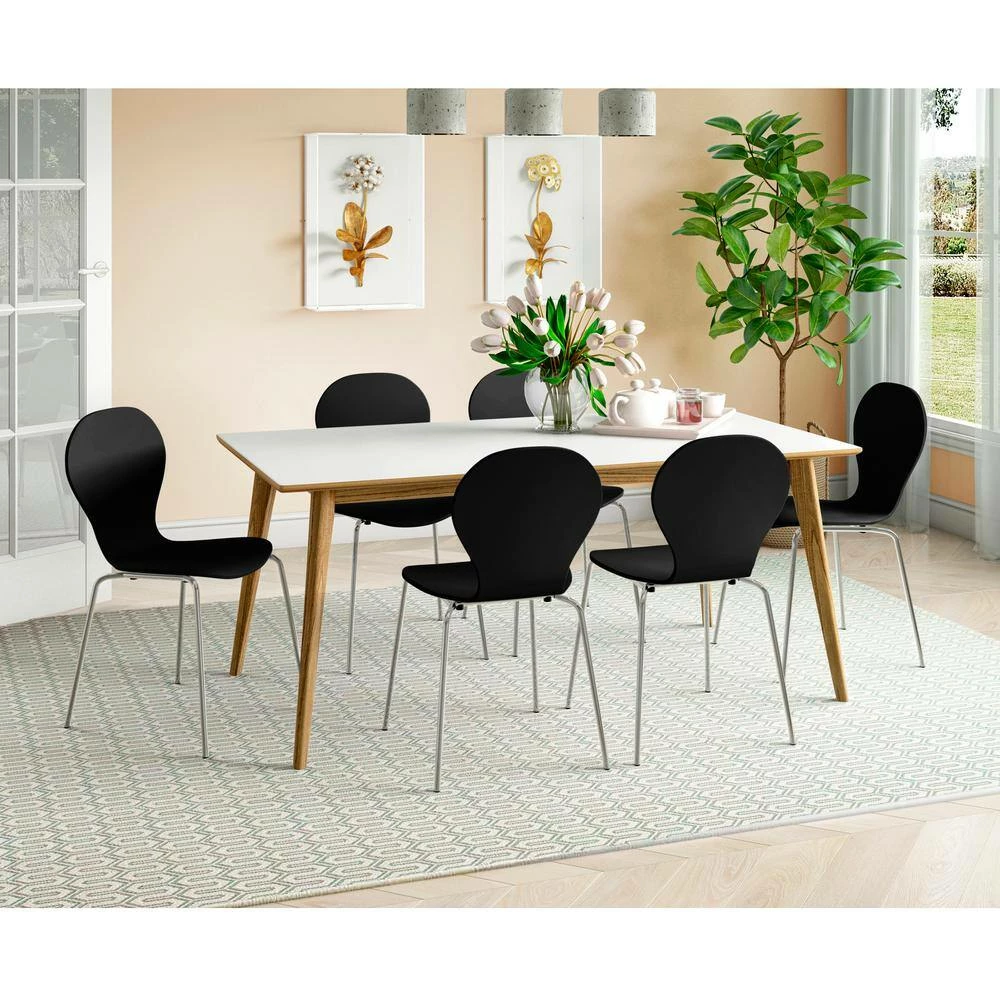 Budget ❤️ Alumnus Mid Century Modern Armless Dining Chairs in Black (Set of 6) by Handy Living 😍 - Image 9