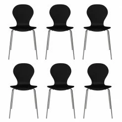 Budget ❤️ Alumnus Mid Century Modern Armless Dining Chairs in Black (Set of 6) by Handy Living 😍