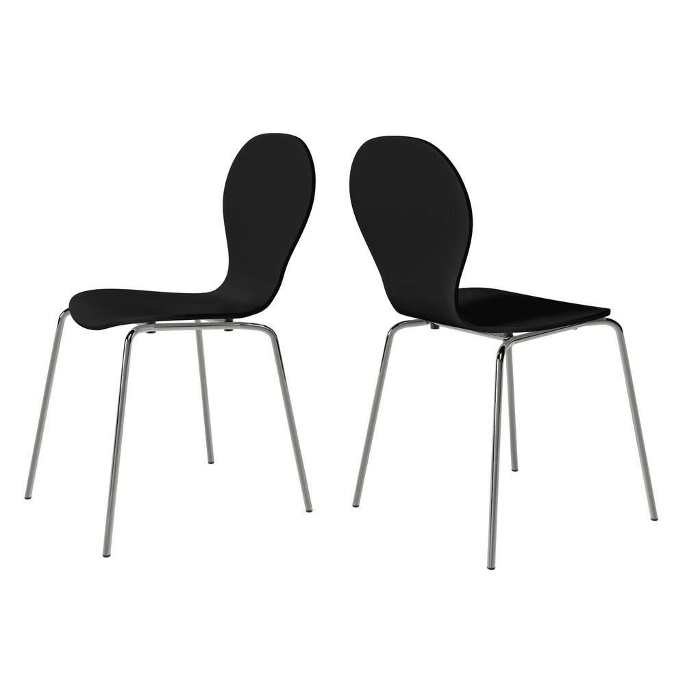 Budget ❤️ Alumnus Mid Century Modern Armless Dining Chairs in Black (Set of 6) by Handy Living 😍 - Image 3