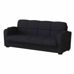 Coupon ❤️ Abygail Storage Arm Convert-a-Couch in Black Microfiber by Handy Living 😉