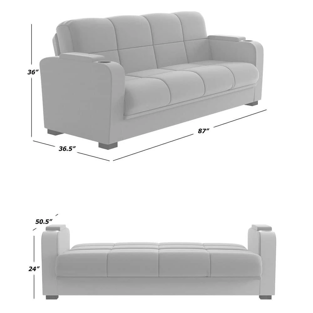 Coupon ❤️ Abygail Storage Arm Convert-a-Couch in Black Microfiber by Handy Living 😉 - Image 12