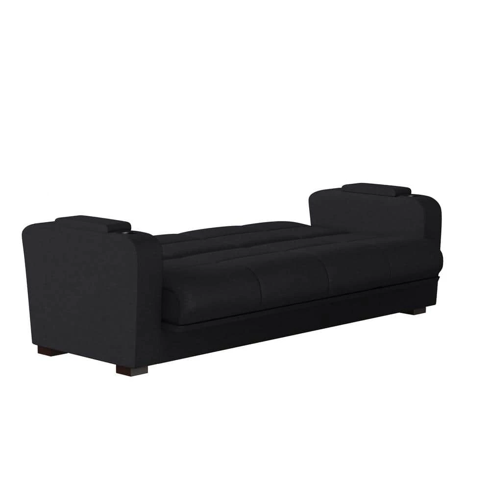 Coupon ❤️ Abygail Storage Arm Convert-a-Couch in Black Microfiber by Handy Living 😉 - Image 6