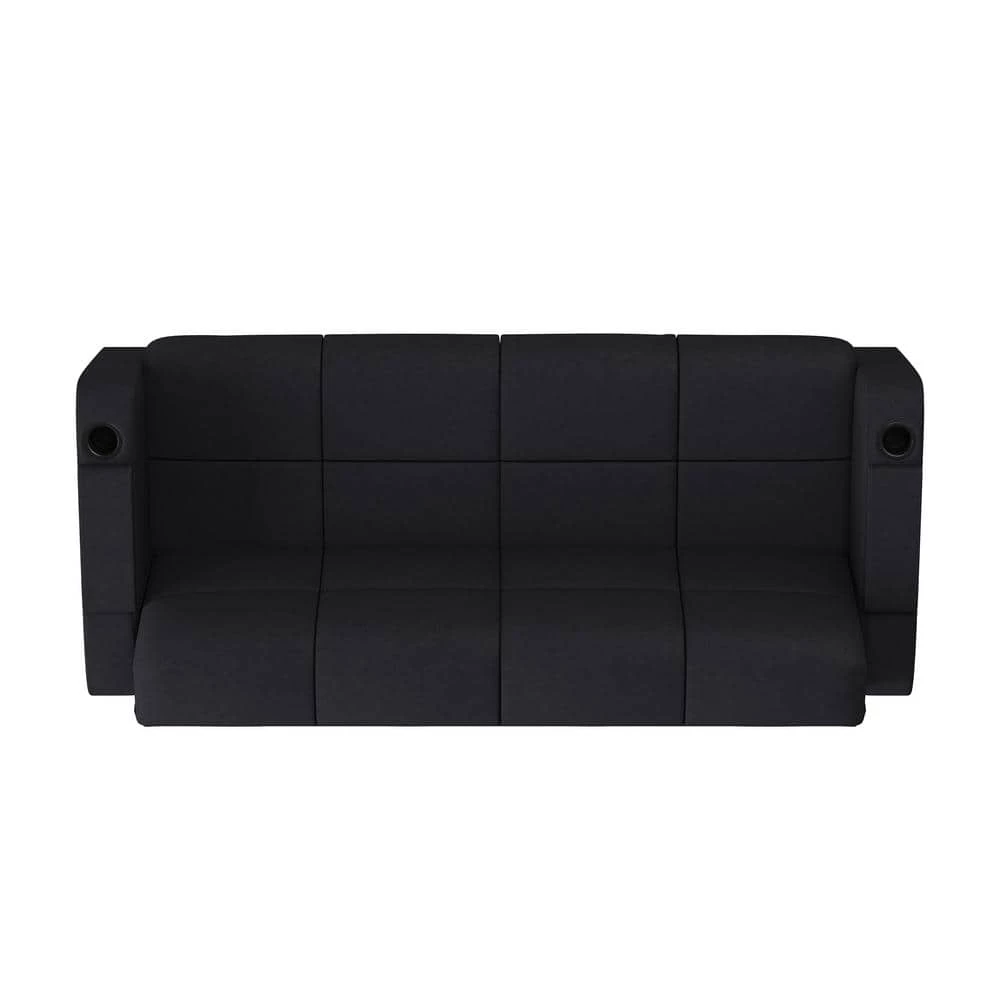 Coupon ❤️ Abygail Storage Arm Convert-a-Couch in Black Microfiber by Handy Living 😉 - Image 4