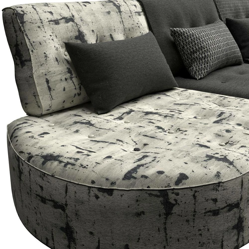 Best deal ✔️ Domena 5-Piece Midnight Black Geometric/Gray Polyester L-Shaped Sectional Sofa with Ottoman by Handy Living 😉 - Image 8