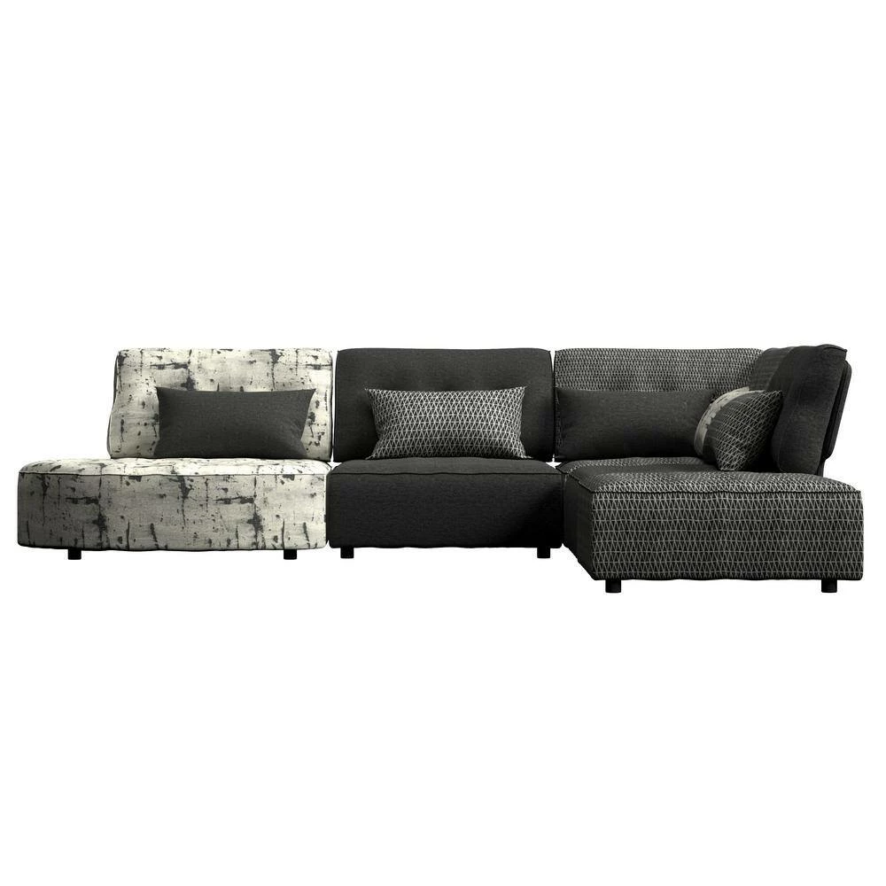 Best deal ✔️ Domena 5-Piece Midnight Black Geometric/Gray Polyester L-Shaped Sectional Sofa with Ottoman by Handy Living 😉 - Image 3