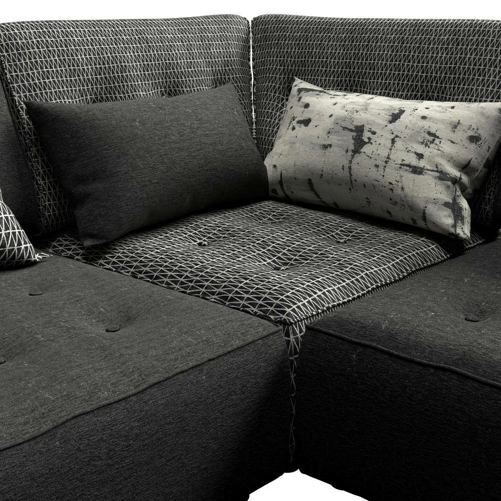 Best deal ✔️ Domena 5-Piece Midnight Black Geometric/Gray Polyester L-Shaped Sectional Sofa with Ottoman by Handy Living 😉 - Image 9