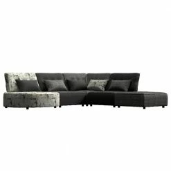Best deal ✔️ Domena 5-Piece Midnight Black Geometric/Gray Polyester L-Shaped Sectional Sofa with Ottoman by Handy Living 😉