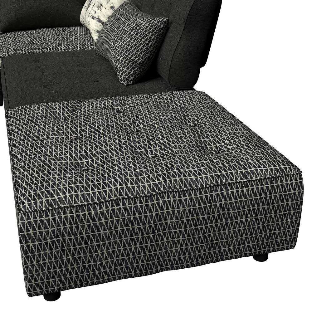 Best deal ✔️ Domena 5-Piece Midnight Black Geometric/Gray Polyester L-Shaped Sectional Sofa with Ottoman by Handy Living 😉 - Image 11