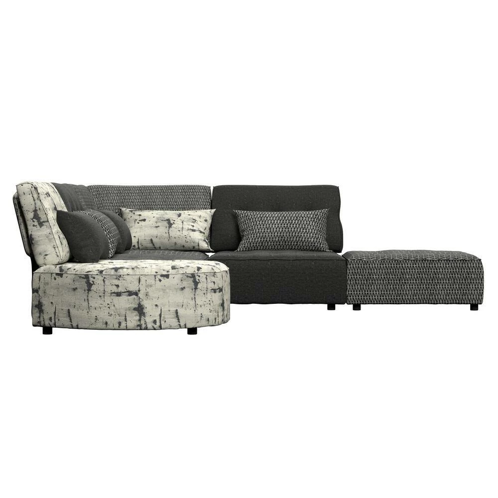 Best deal ✔️ Domena 5-Piece Midnight Black Geometric/Gray Polyester L-Shaped Sectional Sofa with Ottoman by Handy Living 😉 - Image 2