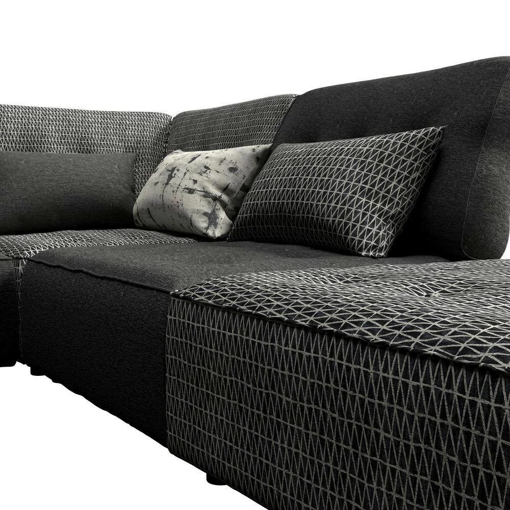 Best deal ✔️ Domena 5-Piece Midnight Black Geometric/Gray Polyester L-Shaped Sectional Sofa with Ottoman by Handy Living 😉 - Image 10