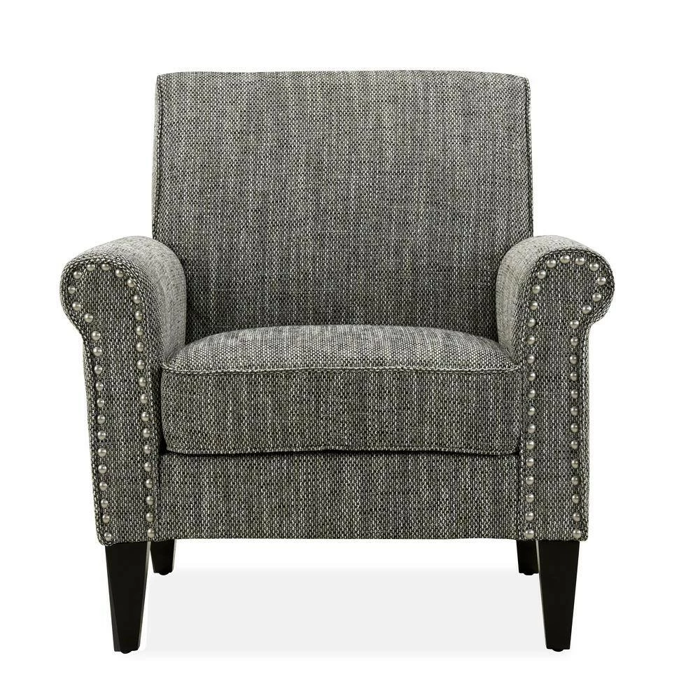 Best deal 🎁 Tapley Black, White and Tan Tweed Fabric Arm Chair with Nailhead Trim by Handy Living 😀 - Image 7