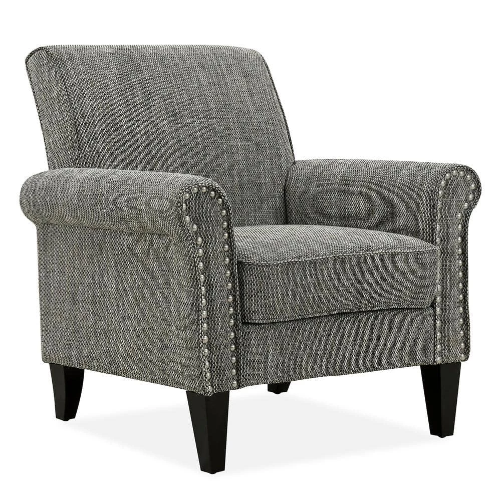 Best deal 🎁 Tapley Black, White and Tan Tweed Fabric Arm Chair with Nailhead Trim by Handy Living 😀