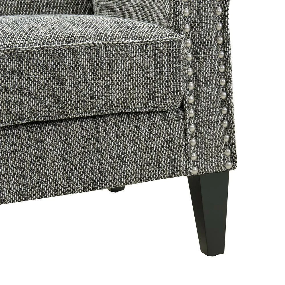 Best deal 🎁 Tapley Black, White and Tan Tweed Fabric Arm Chair with Nailhead Trim by Handy Living 😀 - Image 10