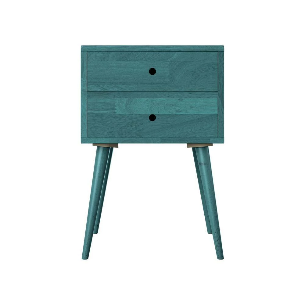 Cheapest 🥰 Freemont Blue Mid Century Modern Wood End Table with 2-Drawers by Handy Living ✨ - Image 4