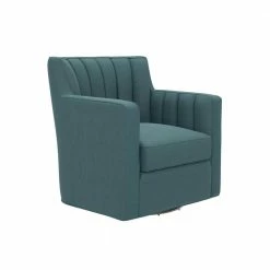 Promo 😍 Zahara Blue Linen Swivel Arm Chair by Handy Living 🌟