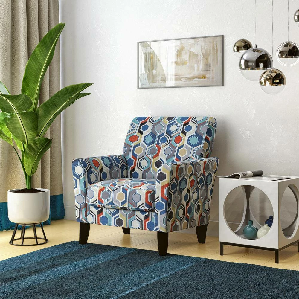 Best reviews of ✨ Travix Flared Arm Chair in Blue Modern Beehive Print by Handy Living 🌟 - Image 11