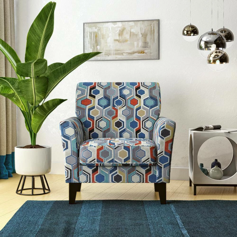 Best reviews of ✨ Travix Flared Arm Chair in Blue Modern Beehive Print by Handy Living 🌟 - Image 6