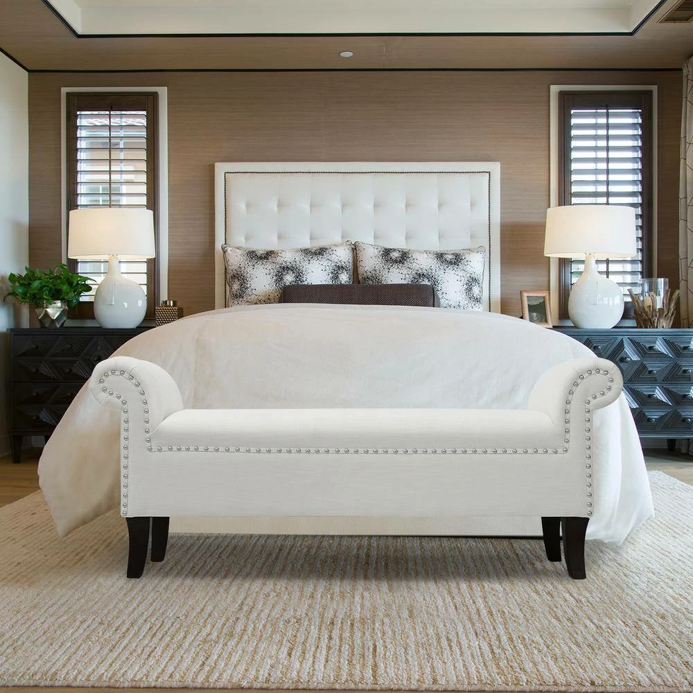 Wholesale 🌟 Kathy Roll Arm Entryway Accent Bench Bright White by Jennifer Taylor 😉 - Image 9