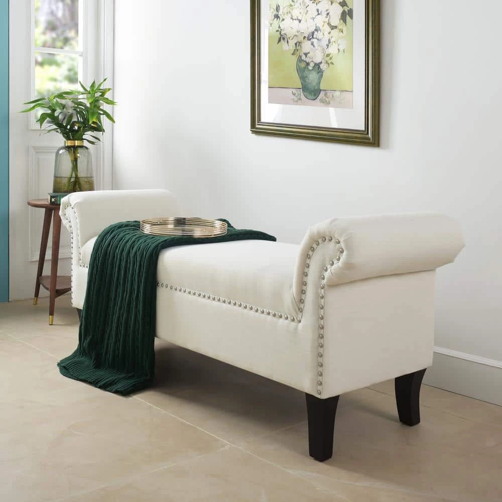 Wholesale 🌟 Kathy Roll Arm Entryway Accent Bench Bright White by Jennifer Taylor 😉