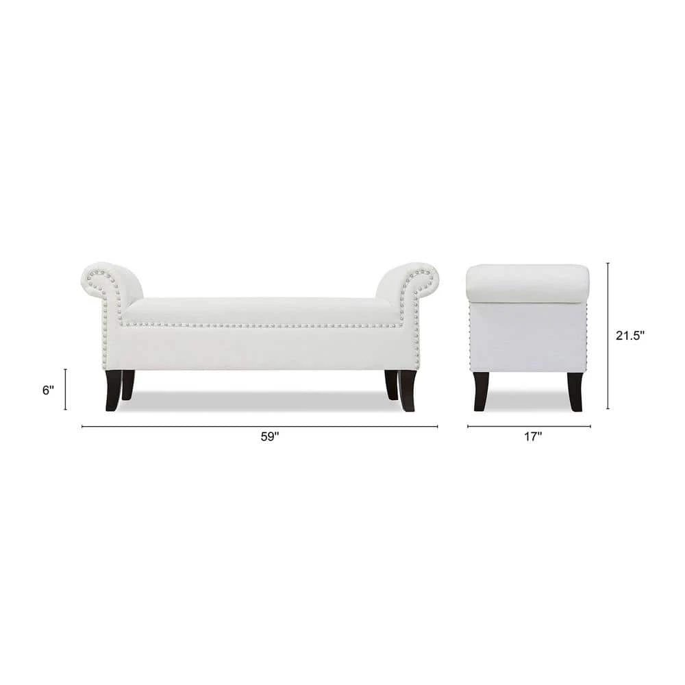 Wholesale 🌟 Kathy Roll Arm Entryway Accent Bench Bright White by Jennifer Taylor 😉 - Image 5