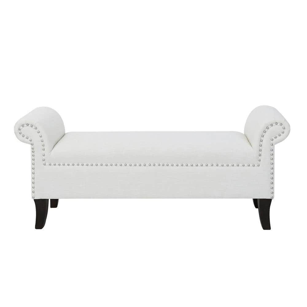 Wholesale 🌟 Kathy Roll Arm Entryway Accent Bench Bright White by Jennifer Taylor 😉 - Image 2