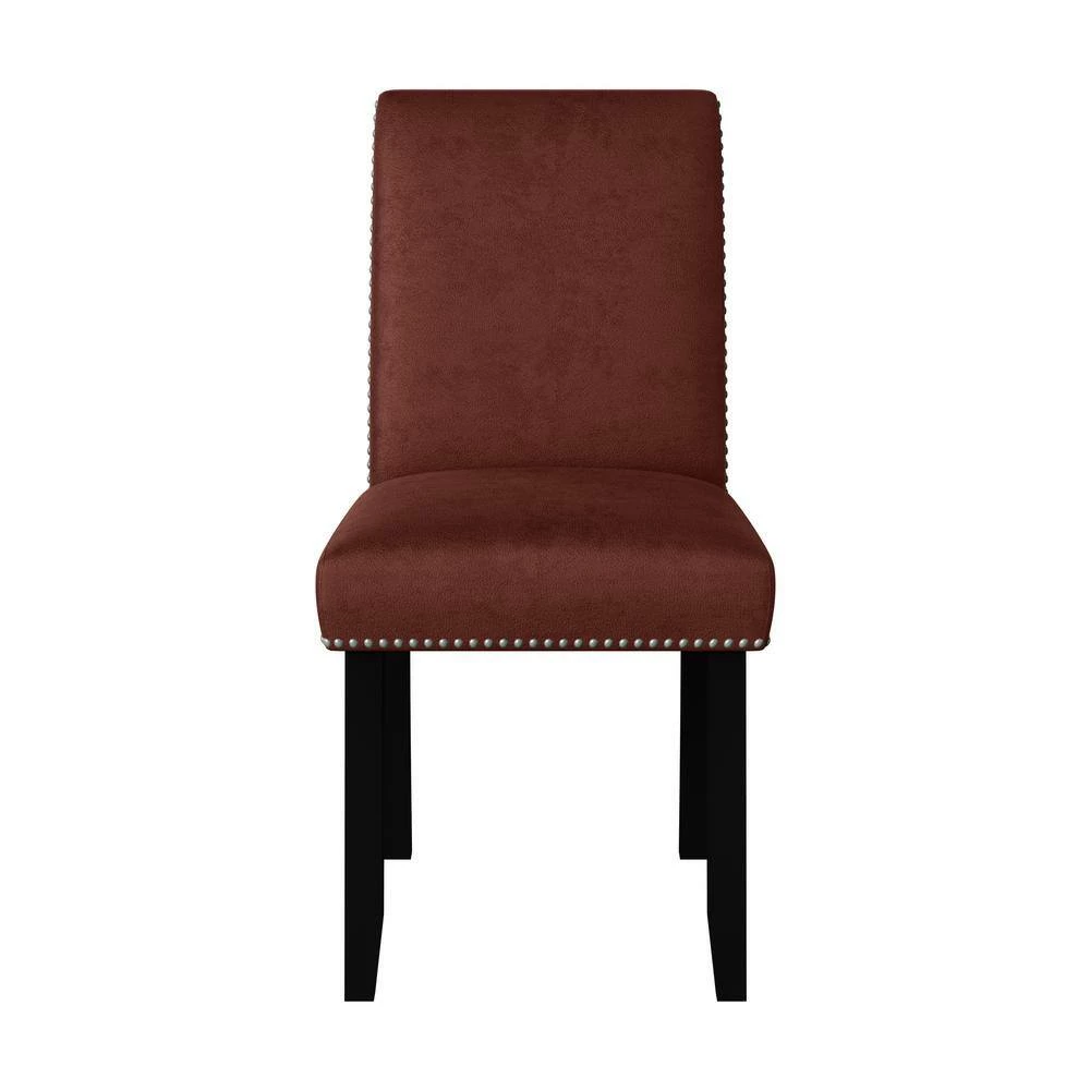 New ๐ Stefan Burgundy Red Pebble Textured Fabric Side Chairs with Nailhead Trim (Set of 2) by Handy Living ๐คฉ - Image 4