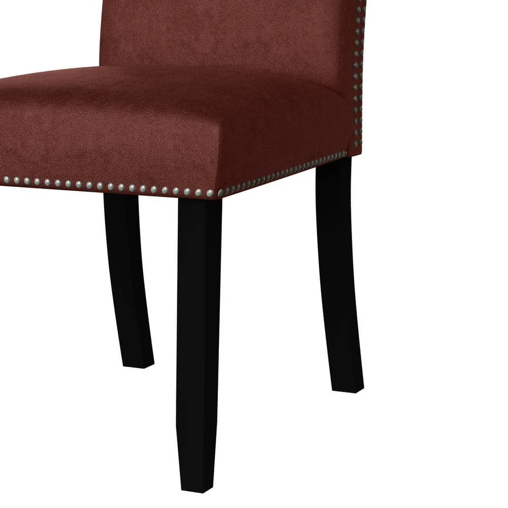 New ๐ Stefan Burgundy Red Pebble Textured Fabric Side Chairs with Nailhead Trim (Set of 2) by Handy Living ๐คฉ - Image 8