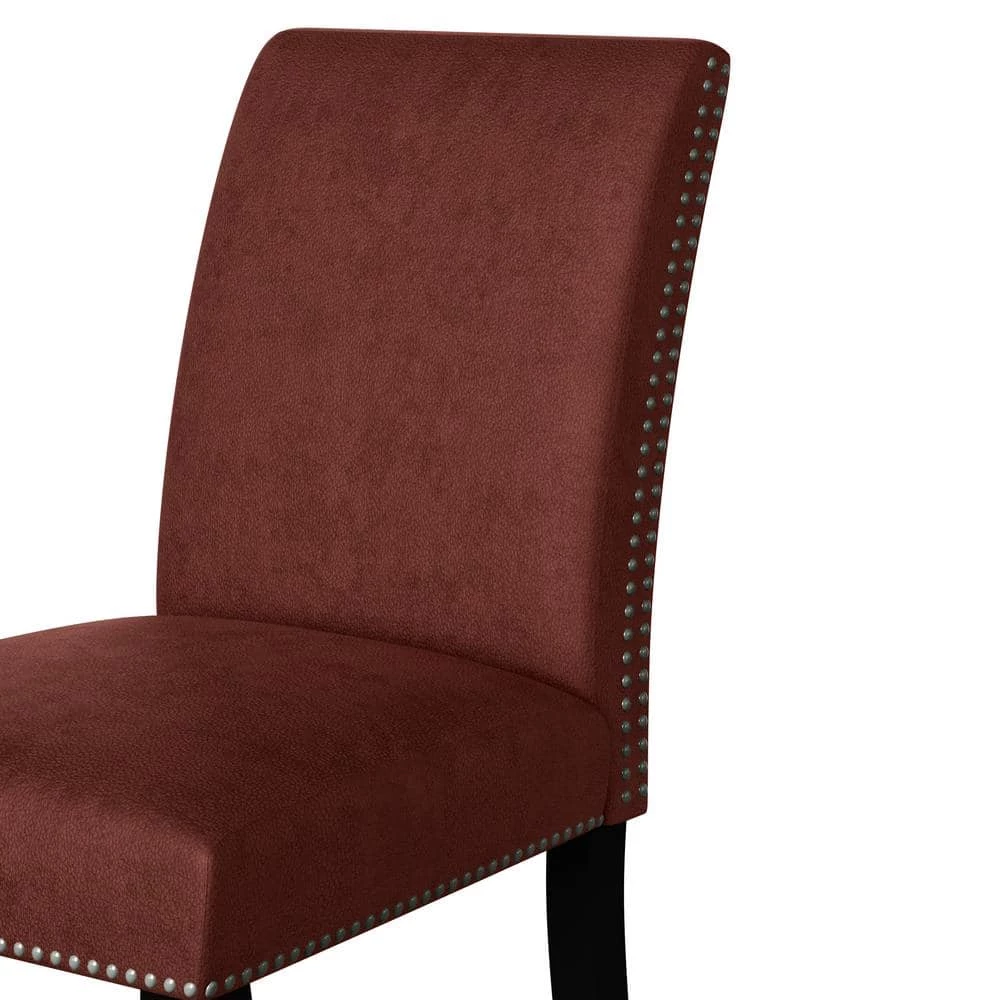 New ๐ Stefan Burgundy Red Pebble Textured Fabric Side Chairs with Nailhead Trim (Set of 2) by Handy Living ๐คฉ - Image 7